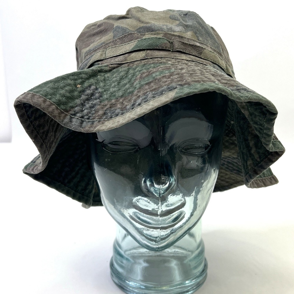 Vintage Dorfman Pacific Woodland Camo Distressed Vented Bucket Hat Medium